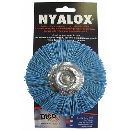 NYALOX BY DICO Nyalox Wheel Brush, 240 Grit, Blue, 4" 7200042