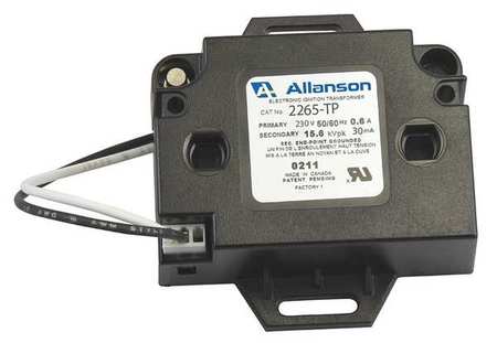 ALLANSON Gas Burner Ignitor, Single Pole 2265-TP