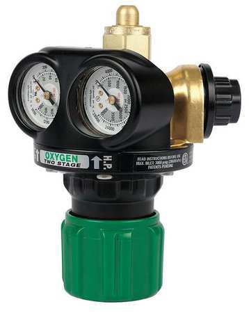 VICTOR Gas Regulator, Two Stage, CGA-540, 5 to 125 psi, Use With: Oxygen 0781-5218