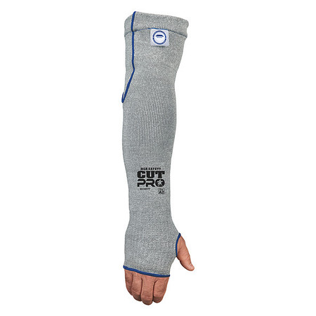 MCR SAFETY Cur-Resistant Sleeve, Cut Level A2, 18 in Length, Thumbhole, Gray, Universal Size 9318D7T