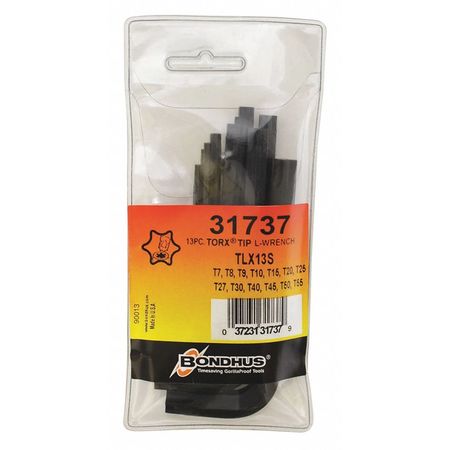 Bondhus 13 Piece Torx? L-Shape Torx? Key Set, 31737 31737