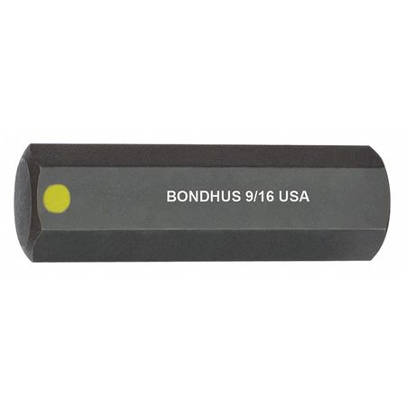 BONDHUS 9/16" ProHold Hex Bit, 2" Length 33217