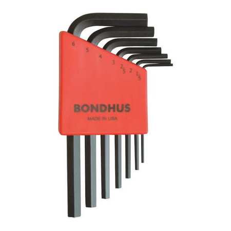 BONDHUS 7 Piece Metric L-Shape Hex Key Set, 12292 12292