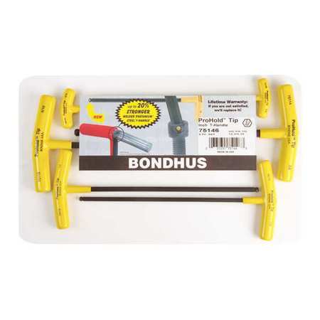 Bondhus 6 Piece SAE T-Shape Hex Key Set, 75146 75146