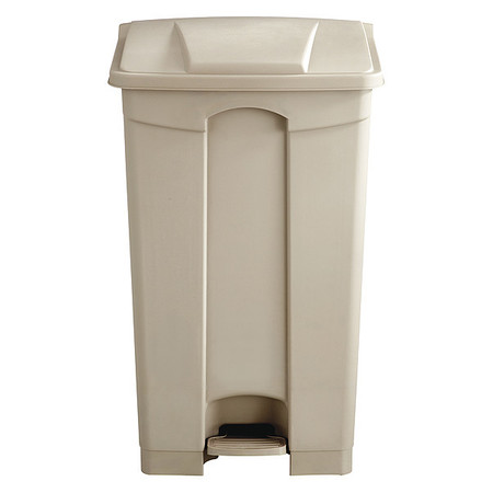 SAFCO 23 gal Rectangular Trash Can, Tan, 19-1/2" Dia, Step-On, Plastic 9923TN