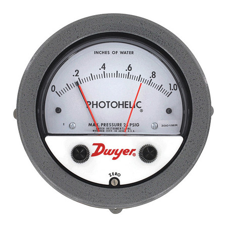 DWYER INSTRUMENTS Pressure Switch/Gage Range 0-5 Wc 3005MR