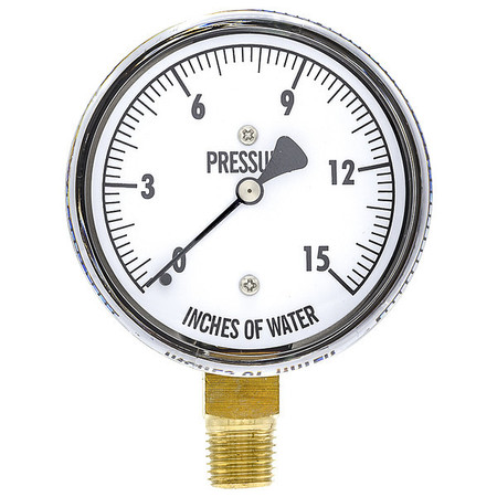 WGTC Differential Pressure Gauge, 0 to 15" WC 25KL4LBW