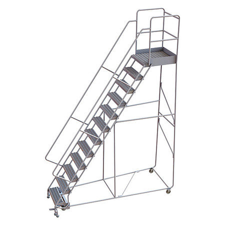 TRI-ARC 156 in H Aluminum Rolling Ladder, 12 Steps, 350 lb Load Capacity WLAR112245