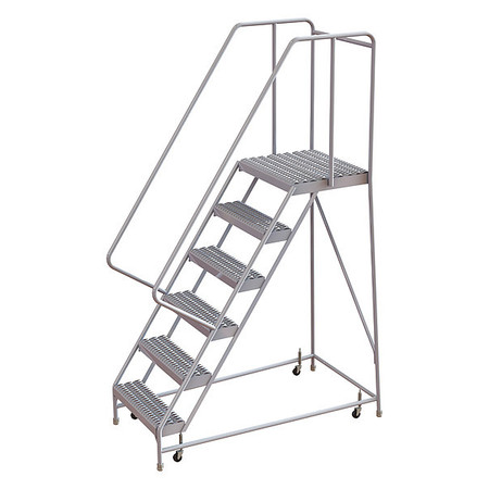 TRI-ARC 92 in H Aluminum Rolling Ladder, 6 Steps, 350 lb Load Capacity WLAR106165-D4