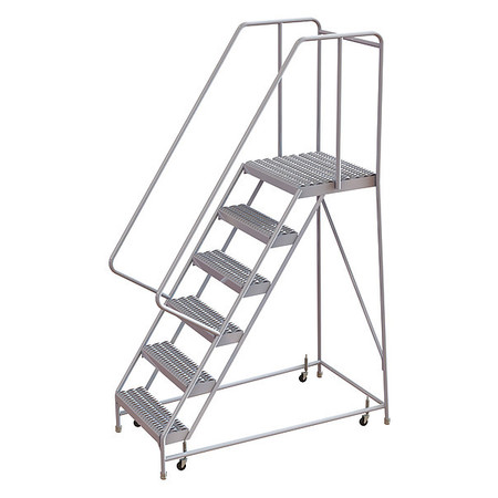 TRI-ARC 92 in H Aluminum Rolling Ladder, 6 Steps, 350 lb Load Capacity WLAR106245-D4