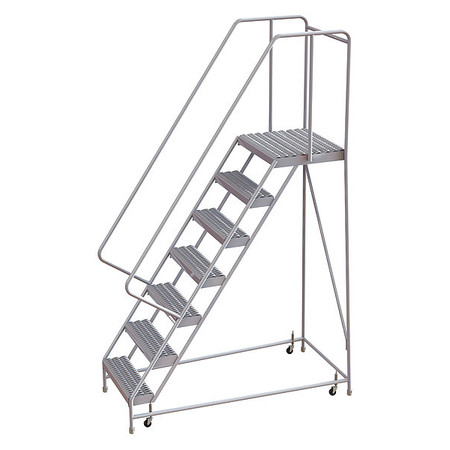 TRI-ARC 102 in H Aluminum Rolling Ladder, 7 Steps, 350 lb Load Capacity WLAR107165-D4