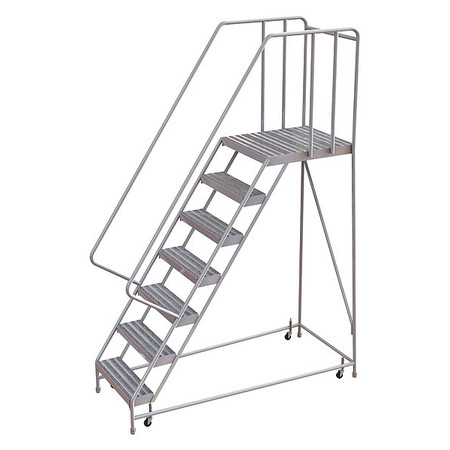 TRI-ARC 102 in H Aluminum Rolling Ladder, 7 Steps, 350 lb Load Capacity WLAR107244-D5