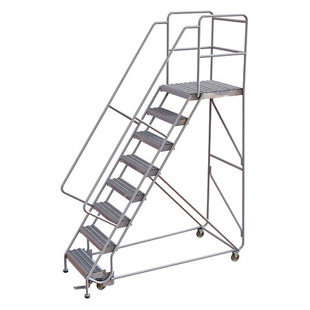 TRI-ARC 112 in H Aluminum Rolling Ladder, 8 Steps, 350 lb Load Capacity WLAR108245-D5