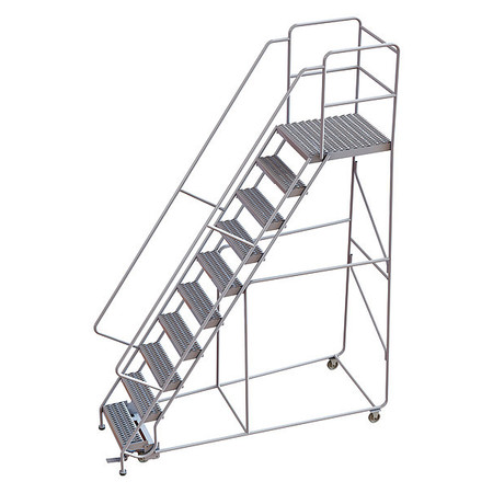 TRI-ARC 132 in H Aluminum Rolling Ladder, 10 Steps, 350 lb Load Capacity WLAR110245-D5