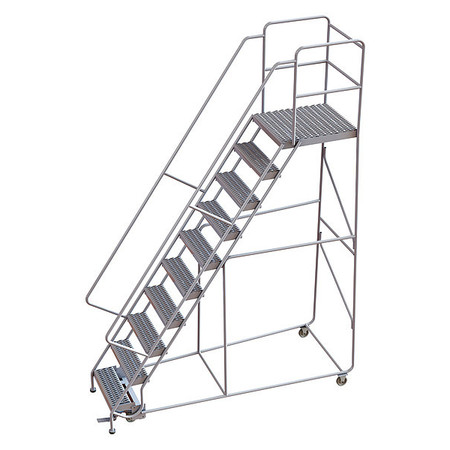 Tri-Arc 132 in H Aluminum Rolling Ladder, 10 Steps, 350 lb Load Capacity WLAR110245-D5