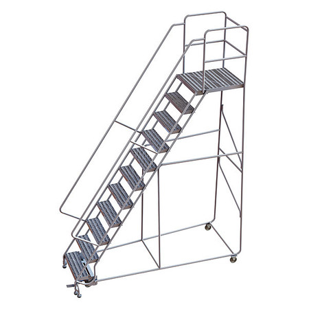 TRI-ARC 142 in H Aluminum Rolling Ladder, 11 Steps, 350 lb Load Capacity WLAR111244-D5