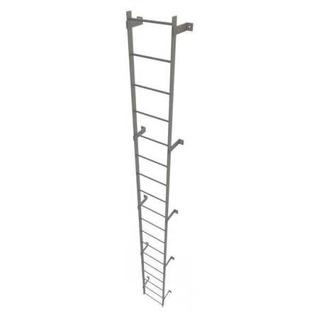 Tri-Arc 17 ft Fixed Ladder, Steel, 18 Steps, Top Exit, Gray Powder Coated Finish, 500 lb Load Capacity WLFS0118
