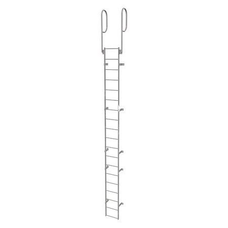 Tri-Arc 22 ft Fixed Ladder, Steel, 19 Steps, Top Exit, Gray Powder Coated Finish, 500 lb Load Capacity WLFS0219