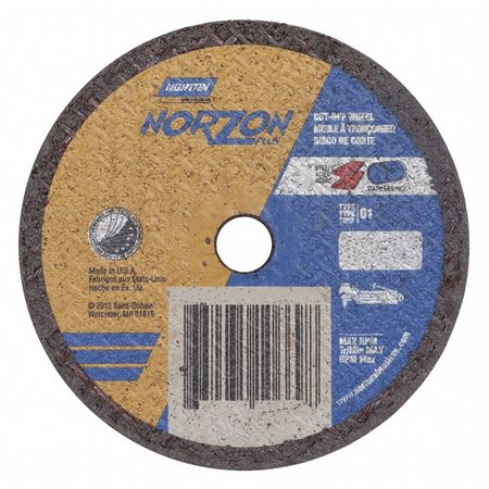 NORTON ABRASIVES CutOff Wheel, NorZon Plus, 3"x.035"x3/8" 66243510669