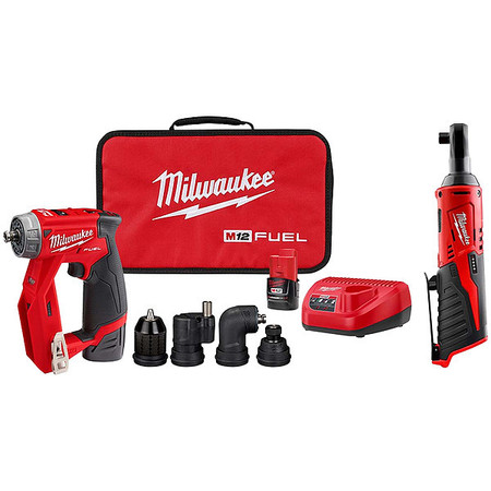 Milwaukee Tool Installation Driver Kit and Ratchet, 12 V 2505-22, 2457-20