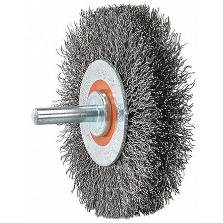 WALTER SURFACE TECHNOLOGIES Mtd Wheel Brush Crimped 1-3/8"d X 1/4"w 13C160