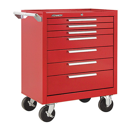 KENNEDY Rolling Tool Cabinet, 7 Drawer, Red, 27 in W x 18 in D x 35 in H 277XR