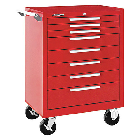 KENNEDY Rolling Tool Cabinet, 8 Drawer, Red, 27 in W x 18 in D x 35 in H 378XR