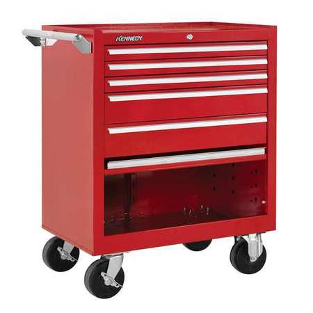 Kennedy Rolling Tool Cabinet, 5 Drawer, Red, 29 in W x 20 in D x 35 in H 295XR
