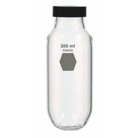 KIMBLE KIMAX Bottle, 200ml, Glass, Clear 14720-200