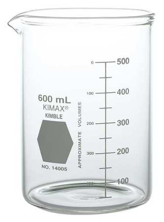 KIMBLE CHASE Heavy Dty Beaker, 1000mL, Glass, Clear, PK24 14005-1000
