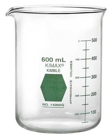 KIMBLE CHASE Griffin Beaker, 400mL, Glass, Clear, PK12 14000G-400