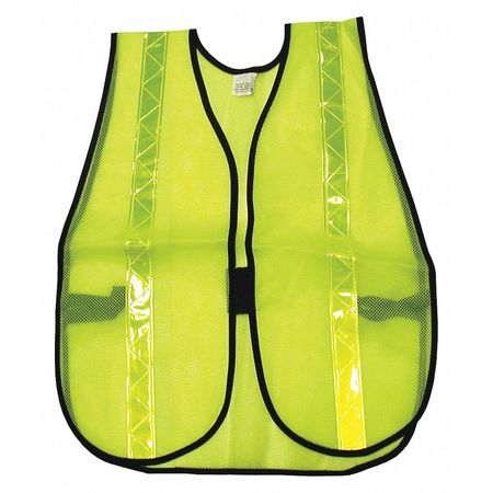 MCR SAFETY Poly Mesh Safety Vest 1 3 8 Lime Strip S220R