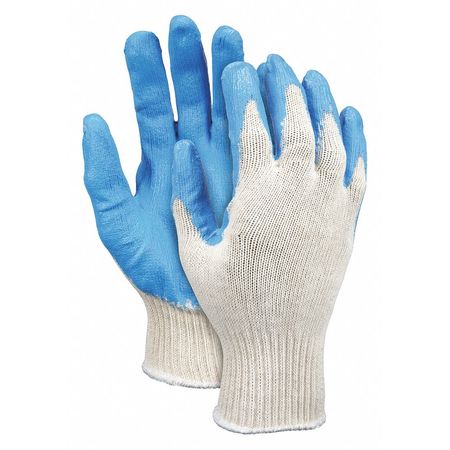 MCR SAFETY Latex Coated Gloves, Palm Coverage, Blue/White, L, 12PK 9682L