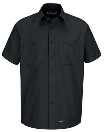 DICKIES Short Sleeve Shirt, Blk, Polyester/Cottn, M WS20BK SS M