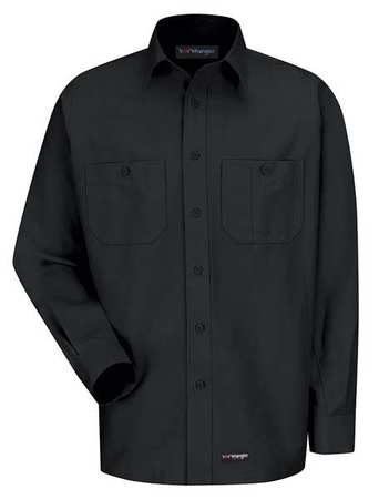 DICKIES Long Sleeve Shirt, Black, Polyester/Cotton WS10BK RG L