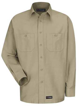 DICKIES Long Sleeve Shirt, Khaki, Polyester/Cotton WS10KH RG L