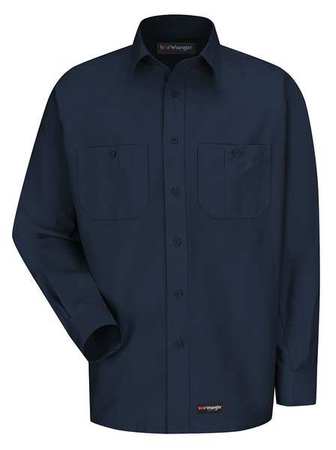 DICKIES Long Sleeve Shirt, Navy, Polyester/Cotton WS10NV RG XL