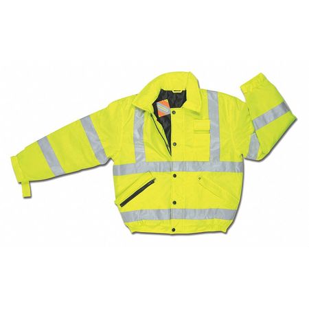MCR SAFETY B0Mber Jacket W Lime Silver Stripes, 2XL BMRCL3LX2