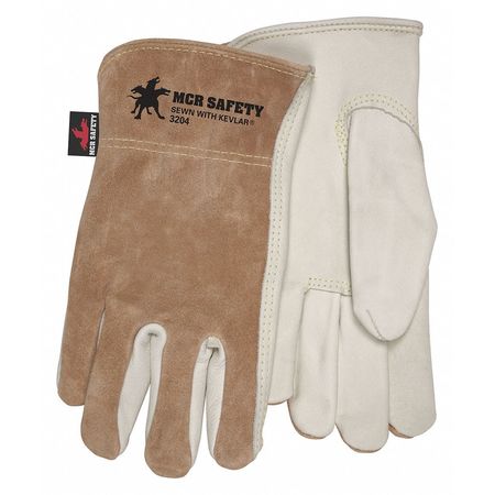 MCR SAFETY Select Cowhide Brown Split Back D, L, PK12 3204L