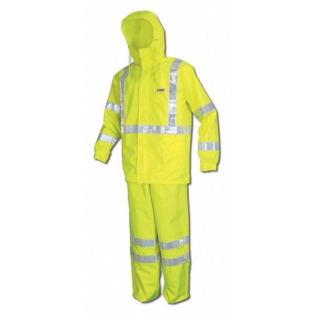MCR SAFETY Breathable Pu Poly Class 3 Jacket W H, 4XL 598RJHX4