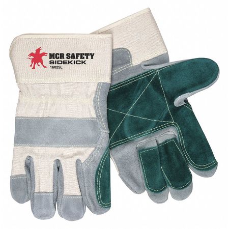 MCR SAFETY Cow Leather Gloves W/Cotton Back L, PK12 16025L