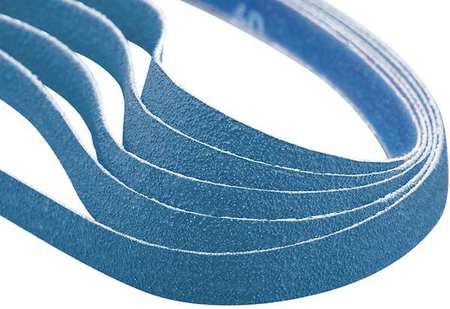 NORTON ABRASIVES Sanding Belt, Coated, 1/4 in W, 12 in L, 120 Grit, Medium, Zirconia Alumina, BlueFire R823P, Blue 78072782622