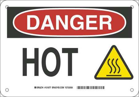 BRADY Danger Sign, 7 in H, 10 in W, Fiberglass, Rectangle, English, 131877 131877
