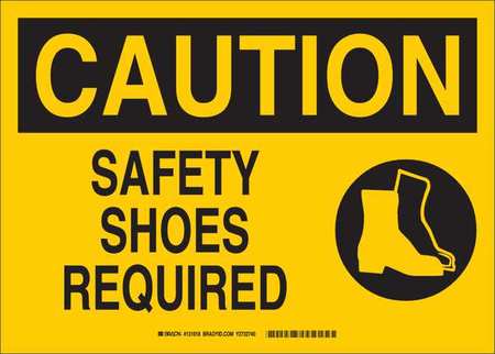 BRADY Caution Sign, 10X14", BK/YEL, ENG, SURF, Thickness: 0.035", 43472 43472
