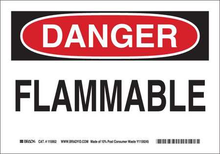 BRADY Danger Sign, 7 in H, 10 in W, Plastic, Rectangle, English, 116116 116116