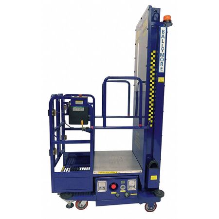 BALLYMORE Personnel Lift, Push-Around Drive, 650 lb Load Capacity, 7 ft 10 in Max. Work Height PS-12