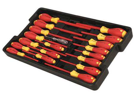 Wiha Insulated Screwdriver Set, Slotted/Phillips, 19 pcs 32095