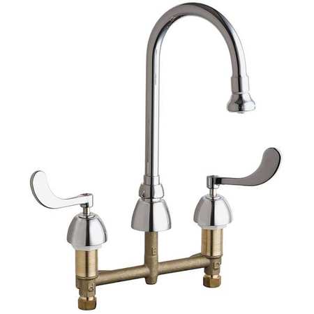 Chicago Faucet Manual, 8" Mount, Commercial 3 Hole Gooseneck Kitchen/Bathroom Faucet 786-ABCP