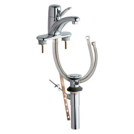 CHICAGO FAUCET Manual 4" Mount, 3 Hole Low Arc Bathroom Faucet, Chrome plated 2201-4ABCP