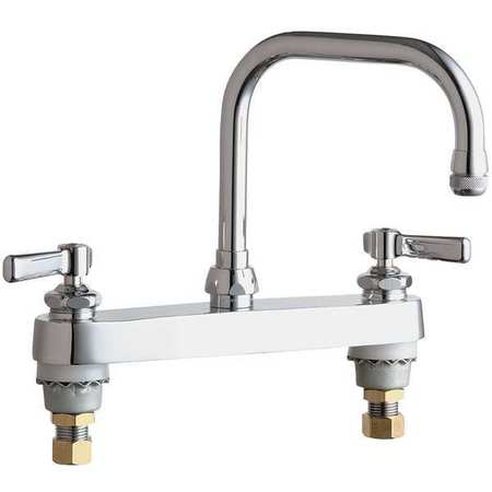 CHICAGO FAUCET Manual, 8" Mount, Commercial 2 Hole Low Arc Kitchen Faucet 527-ABCP